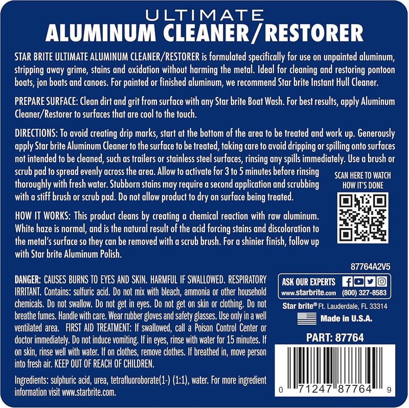 Star Brite 87764 منظف ومجدد الألمنيوم النهائي - لتنظيف قوارب البونتون، قوارب الجون والزوارق بأمان، 64 أونصة - Image 2