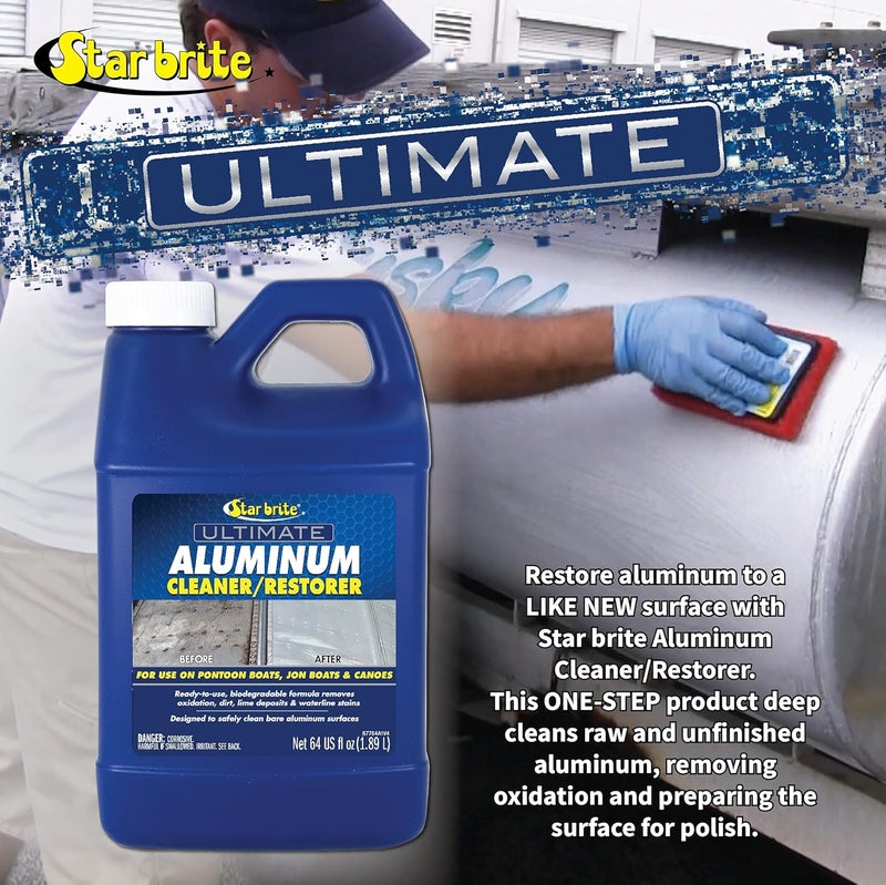 Star Brite 87764 منظف ومجدد الألمنيوم النهائي - لتنظيف قوارب البونتون، قوارب الجون والزوارق بأمان، 64 أونصة - Image 3