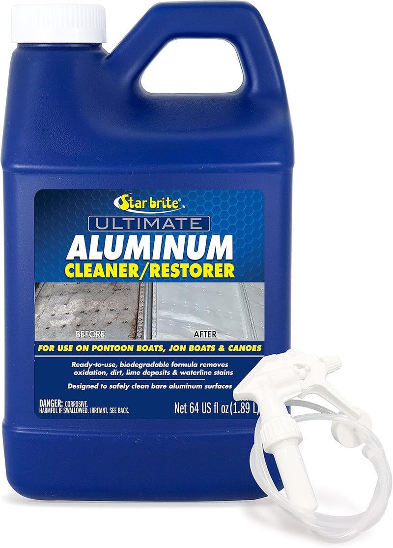 Star Brite 87764 منظف ومجدد الألمنيوم النهائي - لتنظيف قوارب البونتون، قوارب الجون والزوارق بأمان، 64 أونصة - Image 1