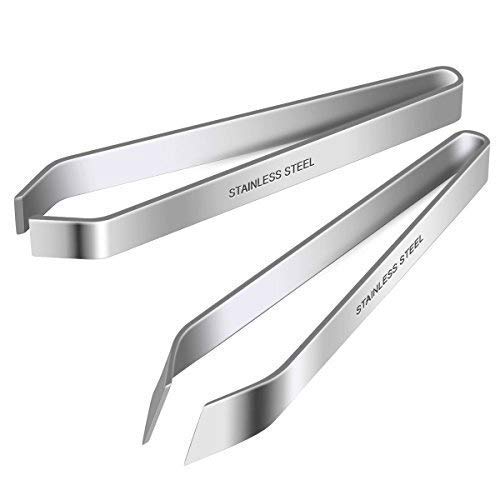 iziusy 2 Pieces Fish Bone Tweezers, Stainless Steel Flat and Slant Tweezers Pliers Remover Tool (4.6") - Image 1