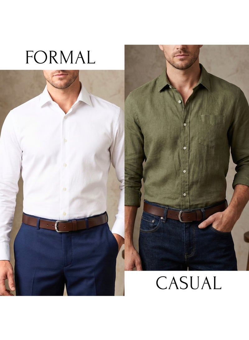 كلاسيك ميلانو كلاسيكي ميلانو حزام جلد طبيعي كاجوال للرجال من ميلانو ليذر - Image 2