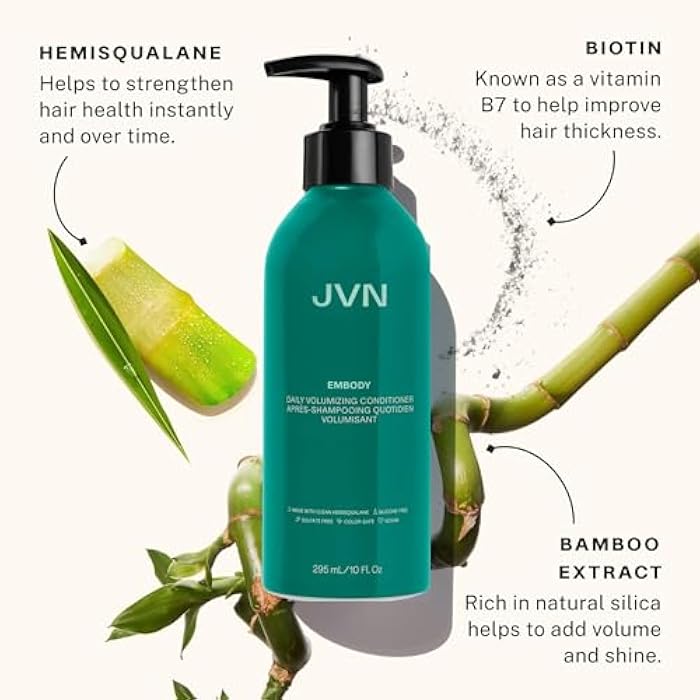 JVN Embody Volumizing Shampoo and Conditioner Set, 20 Fl Oz, Color Safe Clarifying Shampoo for Build up, Adds Fullness, Moisture, Restores Shine, Hair Care for Women and Men, Silicone and Sulfate Free - Image 2