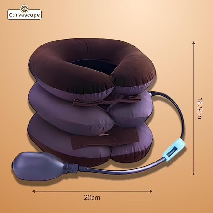 GOVINDGOPAL GOVINDGOPAL Neck Braces Tractors for Cervical Spine Three Layer Rest Support Massagers Pain Relief Tool PillowPortable Excerciser Back Shoulder Comfort Pneumatic Air Bag Tier Inflatable(Multicolor)  - Image 5