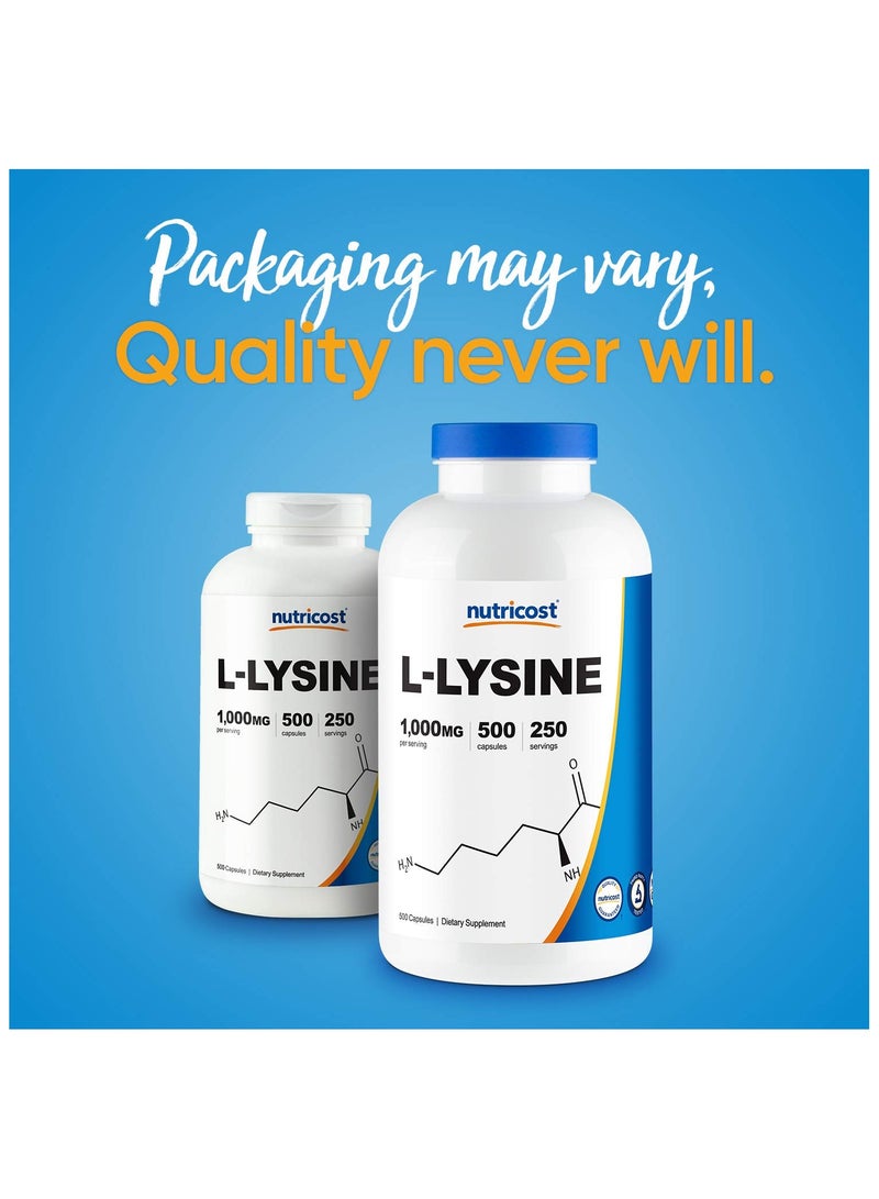 Nutricost L Lysine As L-Lysine Hci 1000 Mg L-Lysine Hci Per Serving 500 Capsules 250 Servings  - Image 5
