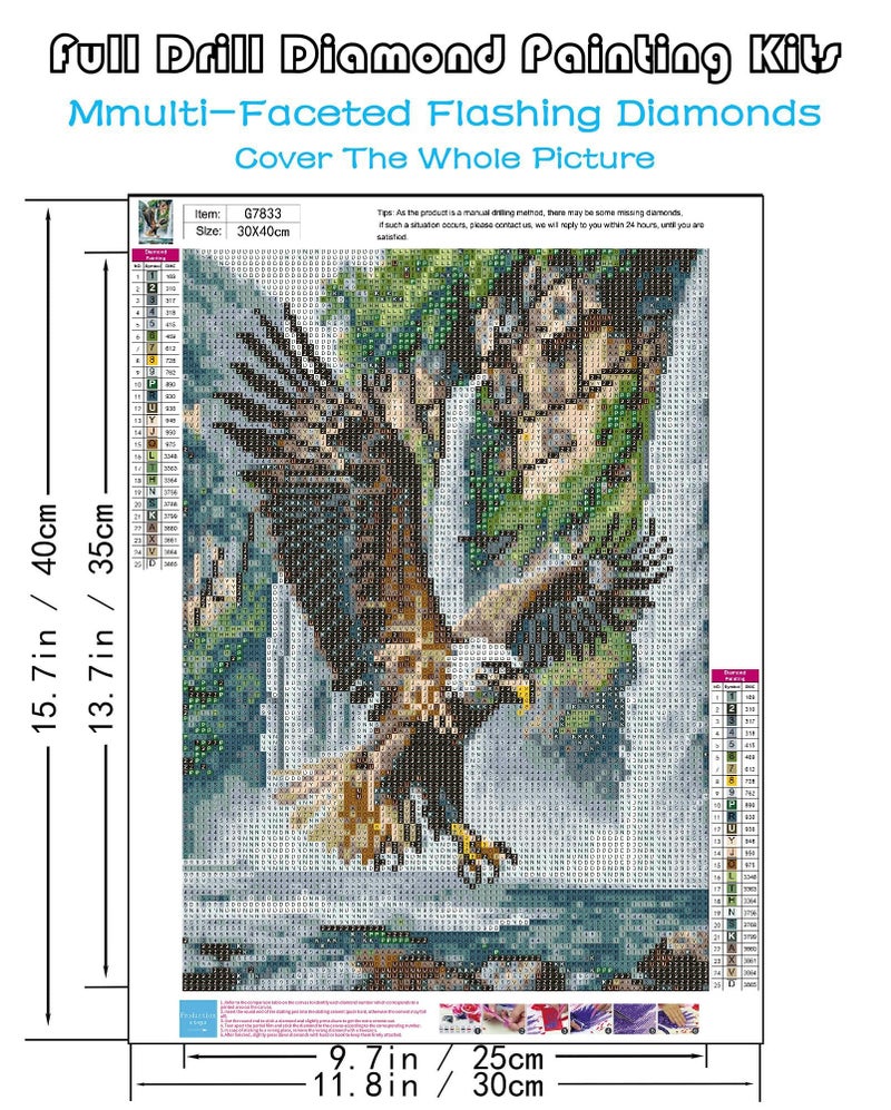 askkqtx Eagle Diamond Art Kits for Adults, Waterfall Diamond Painting Kits for Beginners, DIY 5D Full Drill Crystal Rhinestone Gem Art Craft Home Decor 12x16 Inch - Image 4