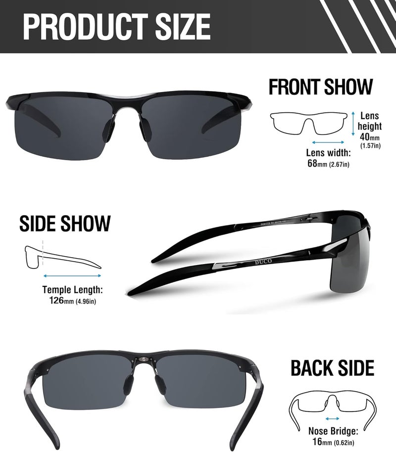 DUCO Men's Sports Polarized Sunglasses with UV Protection - Model 8177s - Image 4