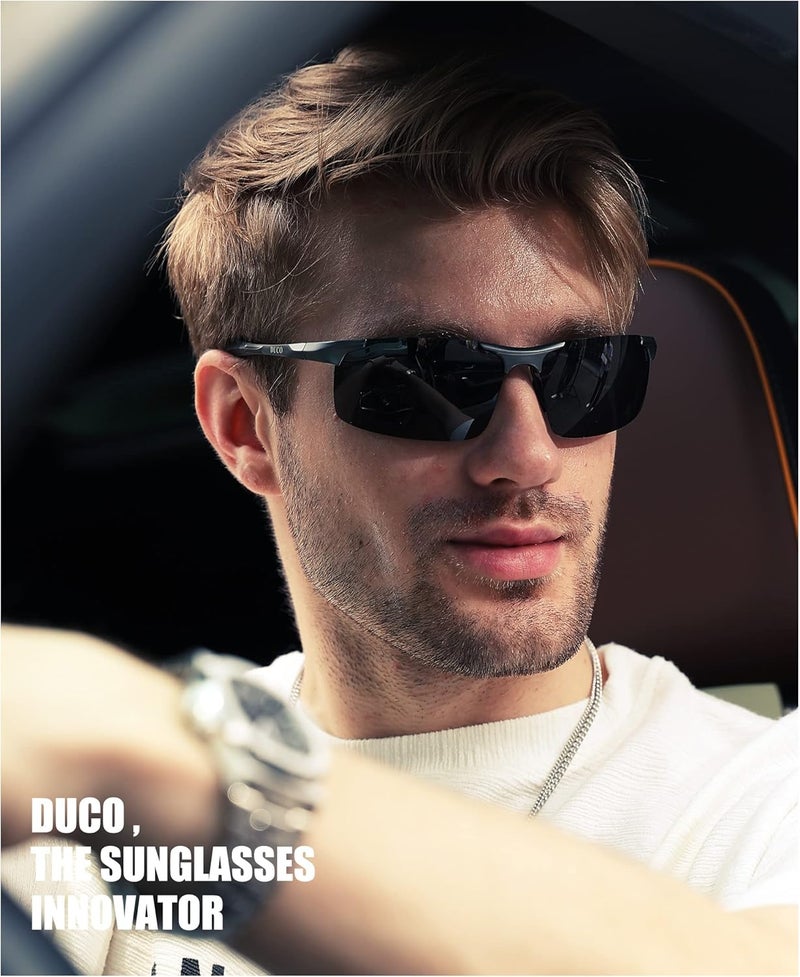 DUCO Men's Sports Polarized Sunglasses with UV Protection - Model 8177s - Image 2