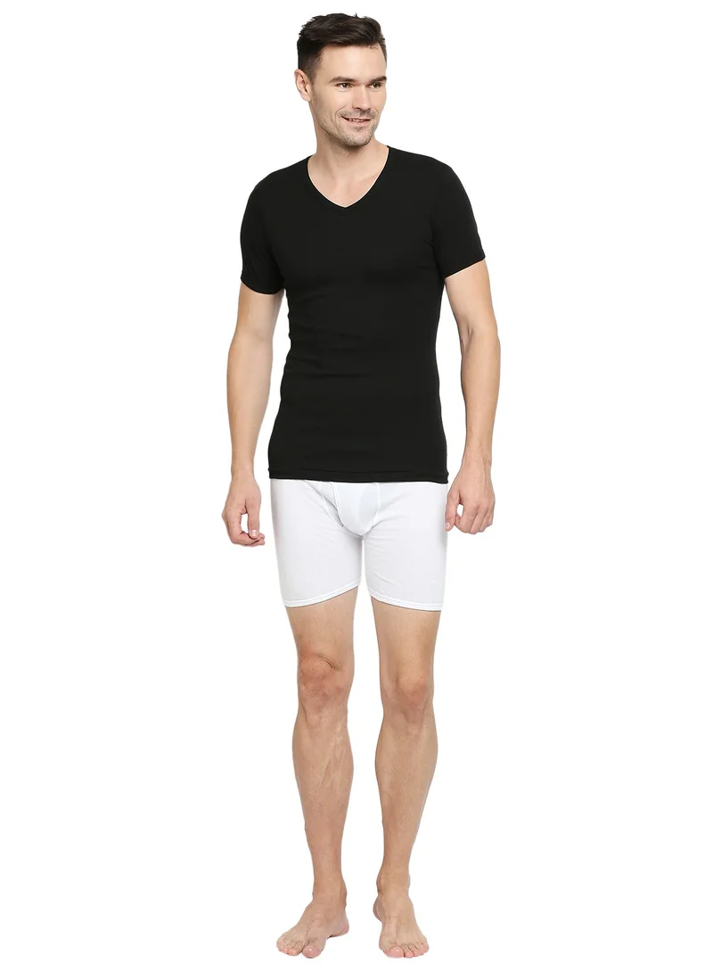 BYC MEN'S V-NECK COTTON UNDERSHIRT (PACK OF 3) - BLACK