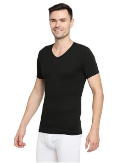 BYC MEN'S V-NECK COTTON UNDERSHIRT (PACK OF 3) - BLACK  - Image 4