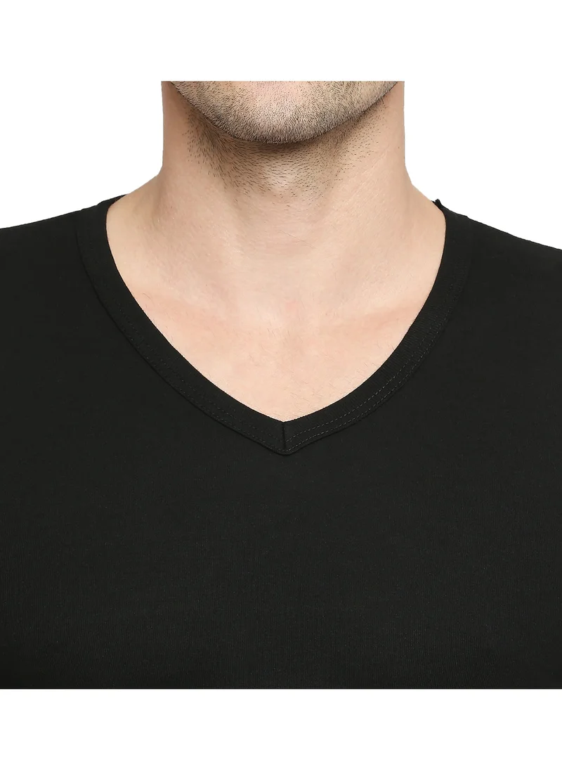 BYC MEN'S V-NECK COTTON UNDERSHIRT (PACK OF 3) - BLACK