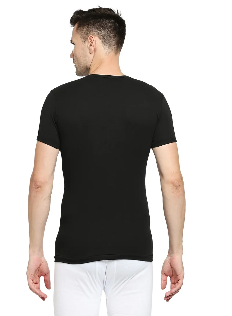 BYC MEN'S V-NECK COTTON UNDERSHIRT (PACK OF 3) - BLACK