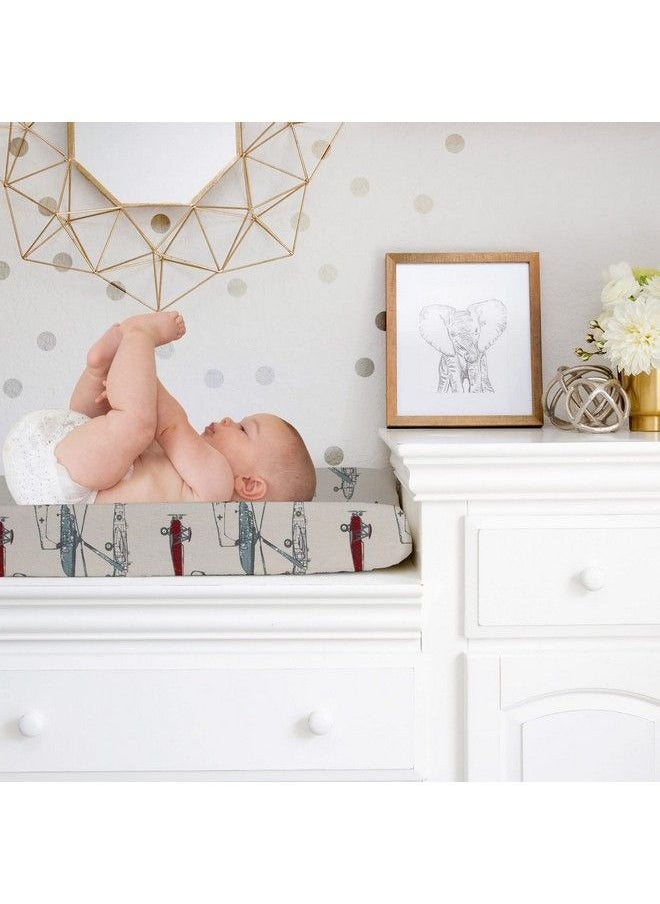 Glenna Jean Fly By Diaper Changing Pad Grey Cover Airplane Print  - Image 5