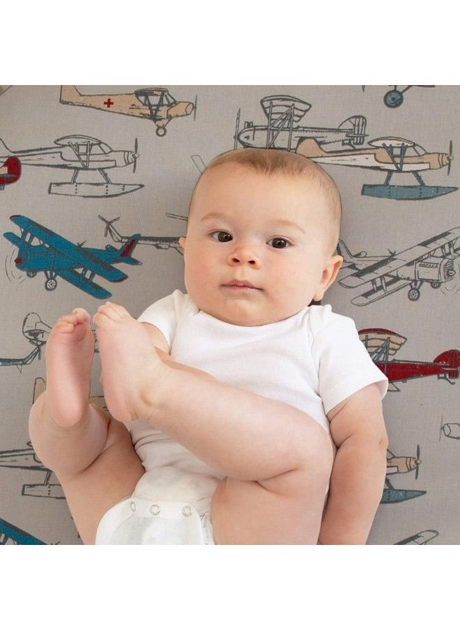 Glenna Jean Fly By Diaper Changing Pad Grey Cover Airplane Print  - Image 3