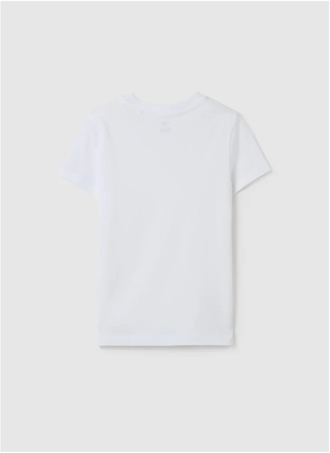 او في اس Solid colour T-shirt in organic cotton