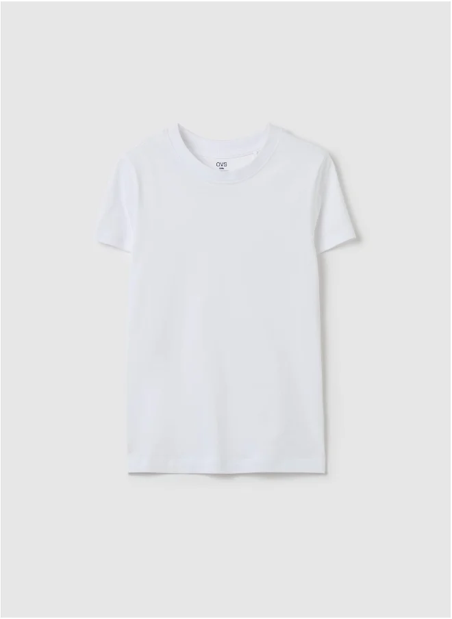 او في اس Solid colour T-shirt in organic cotton
