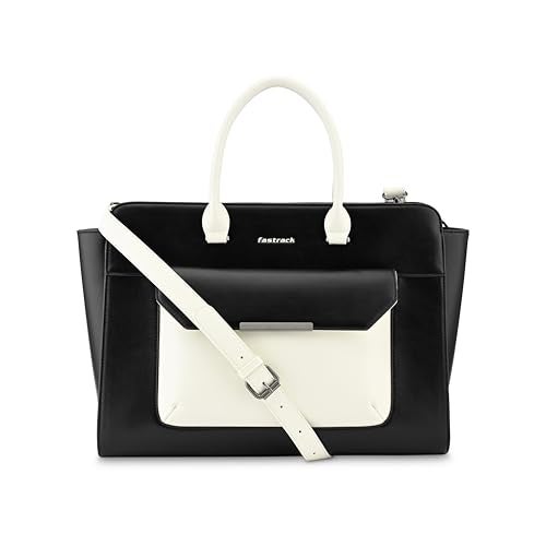 Fastrack Chic Carry-All Laptop Tote | Faux-Leather Women's Handbags |15" Laptop Tote for Workwear and College, Black - Image 1