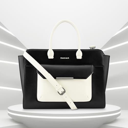 Fastrack Chic Carry-All Laptop Tote | Faux-Leather Women's Handbags |15" Laptop Tote for Workwear and College, Black - Image 3