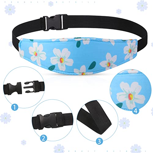 Hestya 2 Pieces Baby Car Seat Head Straps, Carseat Head Support for Toddler Holder Band Headrest, Stroller Sleeping Headrest Neck Relief for Kids Children Toddler Infant(Classic Flower) - Image 2