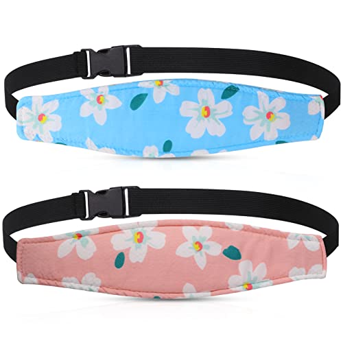 Hestya 2 Pieces Baby Car Seat Head Straps, Carseat Head Support for Toddler Holder Band Headrest, Stroller Sleeping Headrest Neck Relief for Kids Children Toddler Infant(Classic Flower) - Image 1