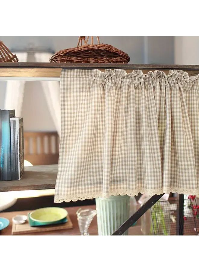 Brown Plaid Nordic Checkered Curtain Light Filtering Rod Pocket For Kitchen - Image 2