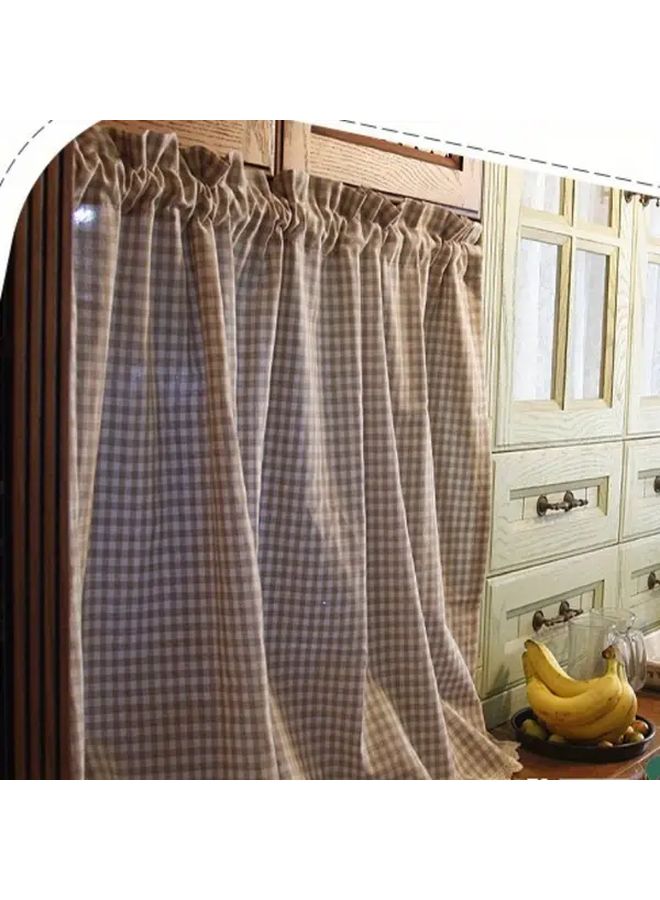 Brown Plaid Nordic Checkered Curtain Light Filtering Rod Pocket For Kitchen - Image 5