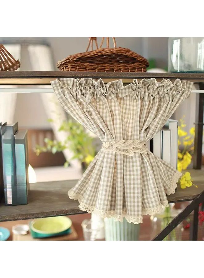 Brown Plaid Nordic Checkered Curtain Light Filtering Rod Pocket For Kitchen - Image 1