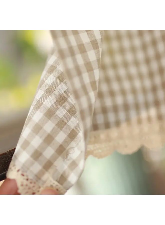 Brown Plaid Nordic Checkered Curtain Light Filtering Rod Pocket For Kitchen - Image 4