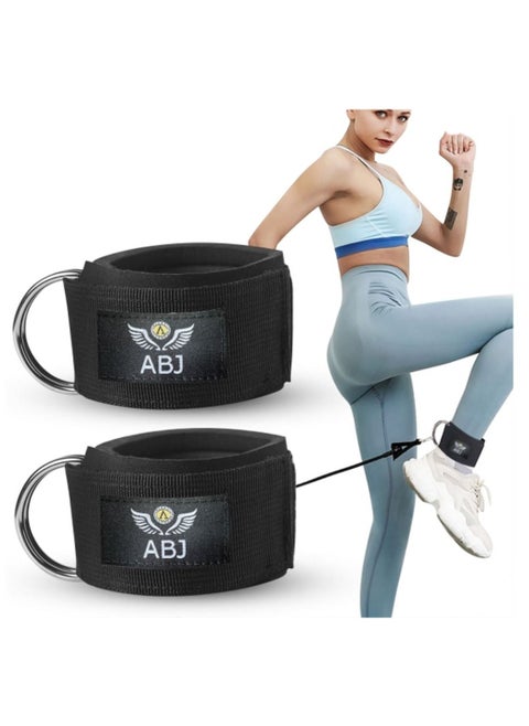 Fitness Padded Ankle Straps for Cable Machines Kickbacks, Bodybuilding, Gym - Straps for Men and Women Workout 45×5×1cm, Black
