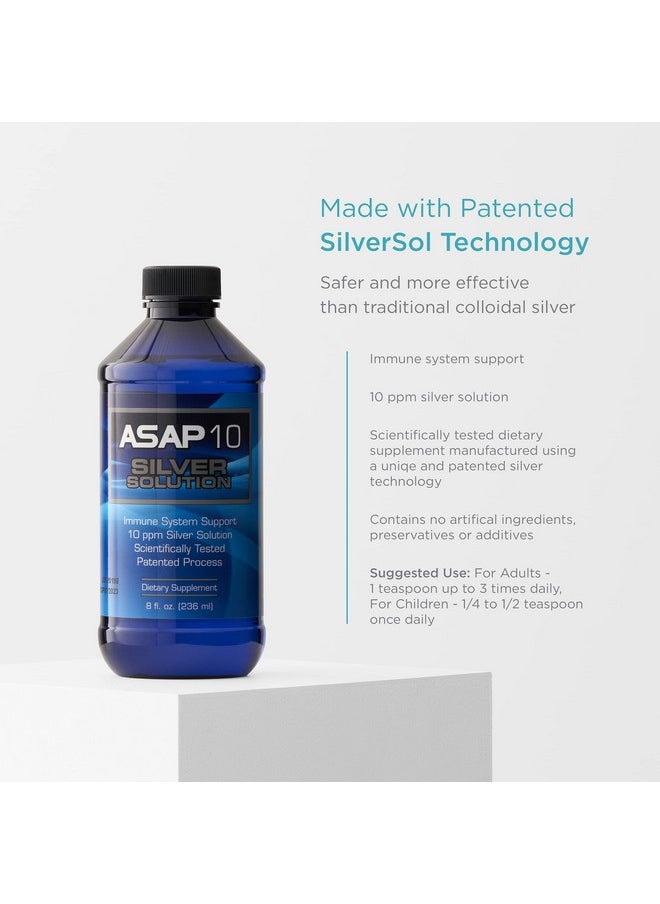 American Biotech Labs - American Biotech Labs - ASAP 10 Silver Solution - Immune System Support, 10 Ppm Colloidal Silver Liquid Silver Solution Daily Immune Support Supplement with Silversol Technology - 8fl Oz - Image 1