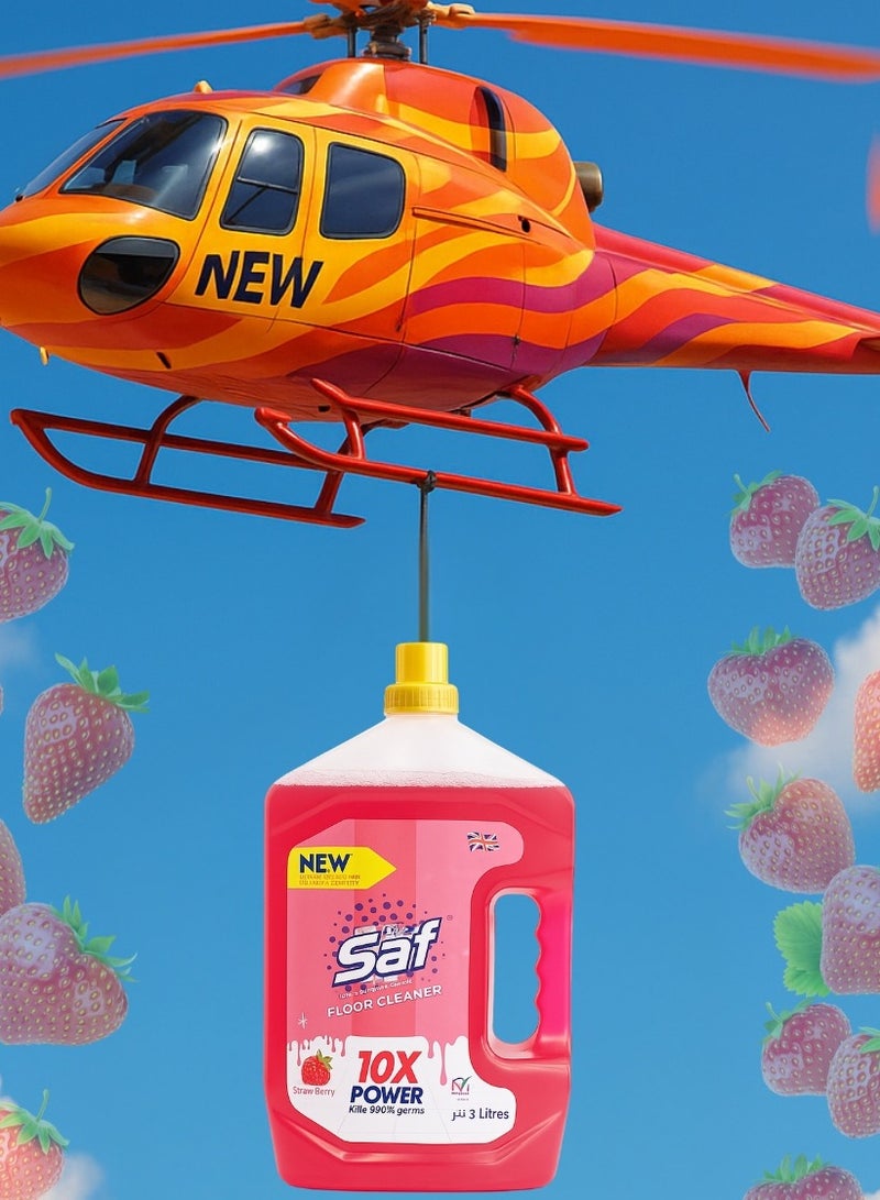 SAF Floor Cleaner Strawberry – 3L | Powerful Disinfectant with Long-Lasting Fragrance | Kills 99.9% Germs, Suitable for All Floor Types - Image 3