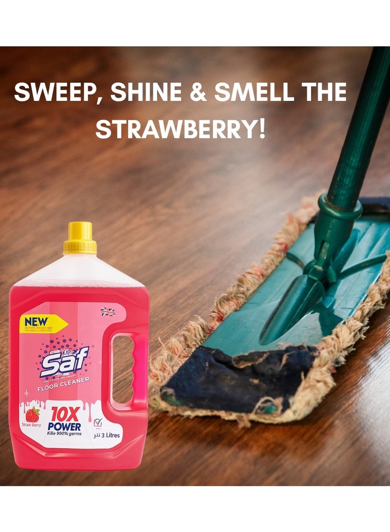 SAF Floor Cleaner Strawberry – 3L | Powerful Disinfectant with Long-Lasting Fragrance | Kills 99.9% Germs, Suitable for All Floor Types - Image 4