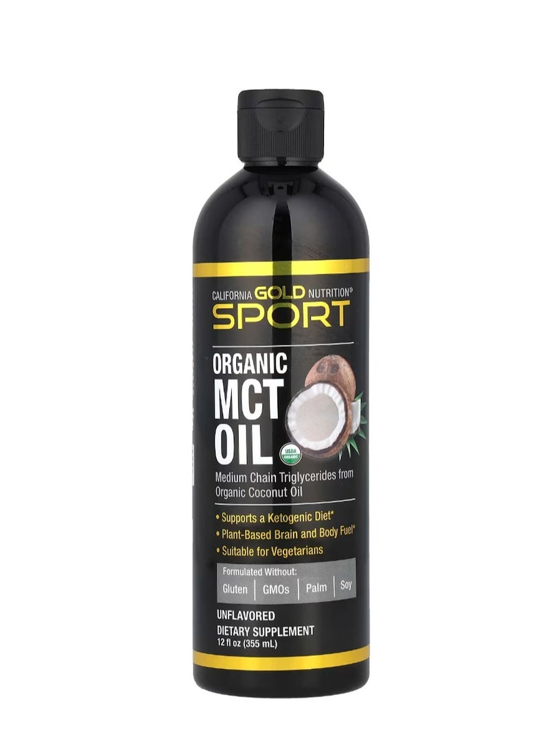 California Gold Nutrition Sport Organic MCT Oil Unflavored 12 fl oz (355 ml)  - Image 1