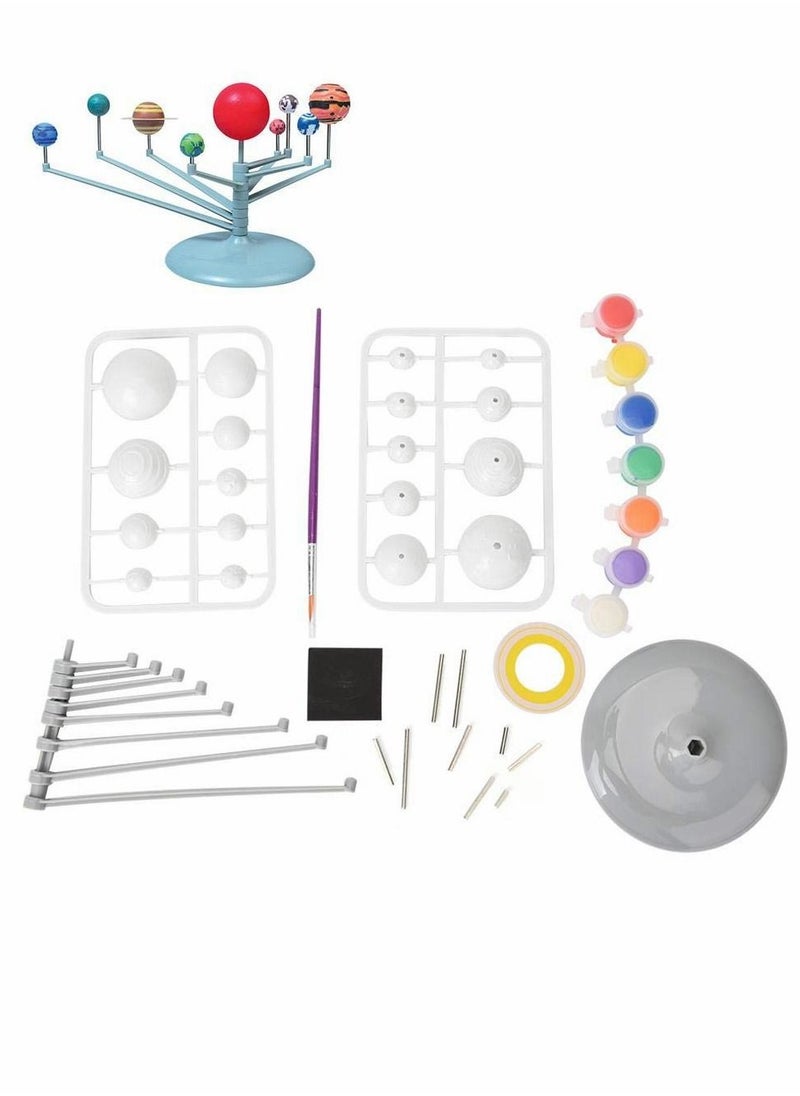 DIY Solar System Toy, Plastic Planetary Models Intelligence Puzzle Assemble Planets Sets, Science Toy Nine Celestial Body Movement Instrument for Kids Children, Family and School