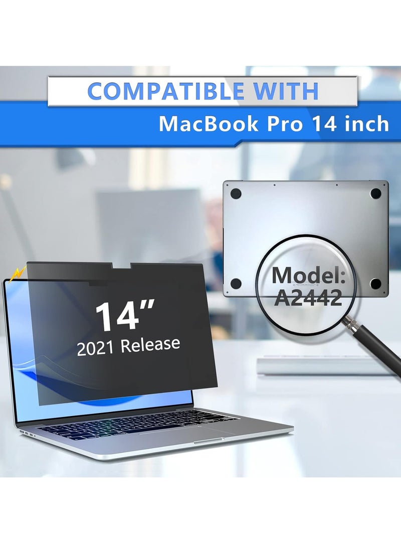 Generic 1Pack MacBook Pro 14 inch Privacy Screen M4/M3/M2/M1 Chip 2024--2021, Magnetic Privacy Screen Protector for MacBook Pro 14.2" (A3112/A3185/A3401/A2779/A2442/A2918/A2992), Eye Protection/Easy On/Of  - Image 2