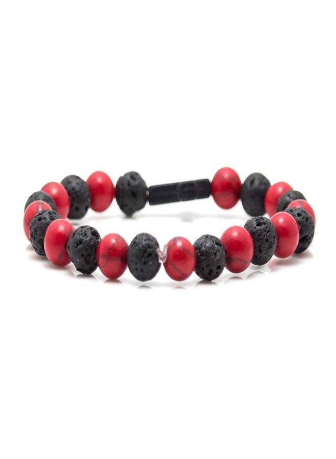 Xusamss Cross Bead Bracelet 8MM Lava Rock Turquoise Tiger Eye Onyx Stone Bracelet,7 1/2 wrist(Lava_Red Turquoise) - Image 3