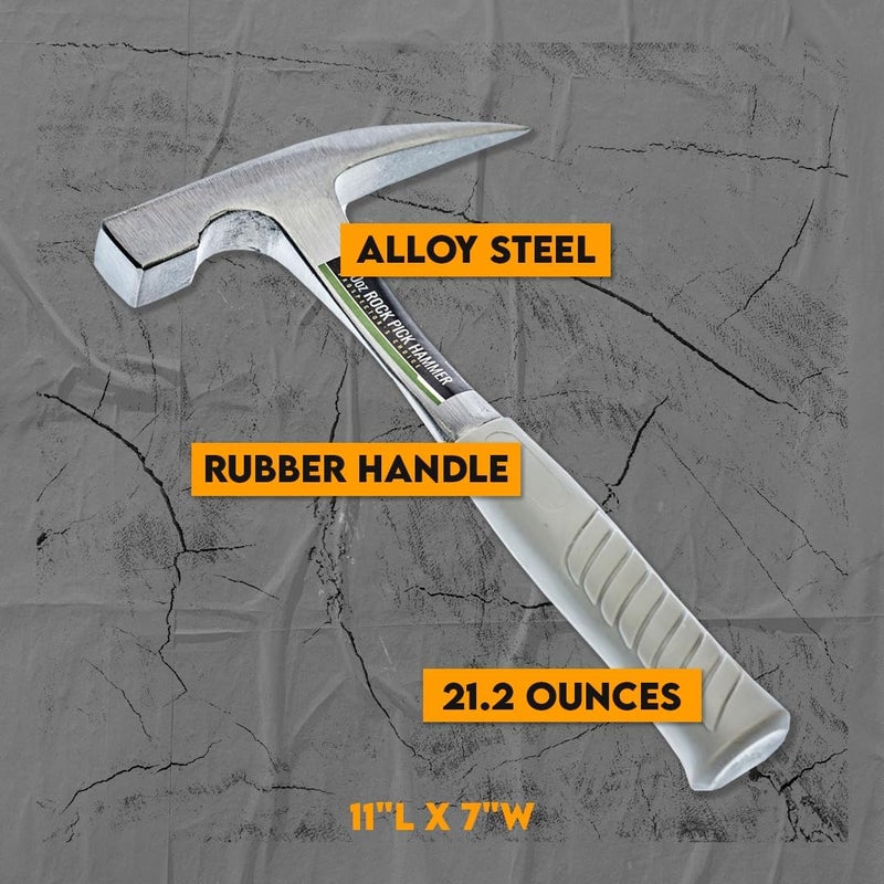 SE Solid Single Piece Drop Forged Rock Pick Hammer with Tip, 22 OZ. - Image 5