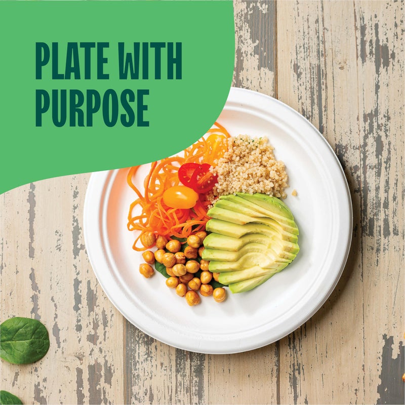 Stack Man 100% Compostable Paper Plates, Heavy Duty Disposable Plates [125-Pack] 9 Inch Plates - Eco-Friendly, Biodegradable Sugarcane Bagasse, Natural White 9" Sturdy Dinner Paper Plate Disposable - Image 5