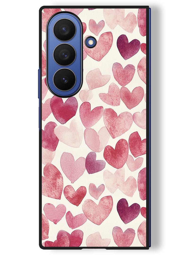 Theodor Case Compatible with Samsung Galaxy Z Fold 7 - 8 Inch Protection Shockproof Bumper Cover Heart Painitng - Image 1