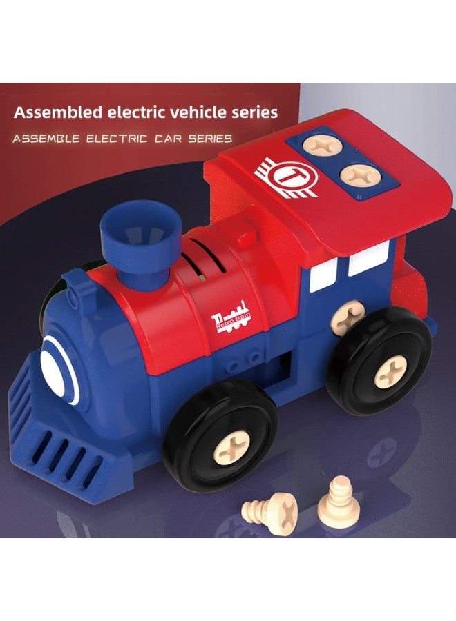 Car Doll King Children's Educational Screw Disassembly Electric Toy Car Assembly Car Ship Small Train Aircraft Model-Color:Disassembly And Assembly Electric Four-wheel Vehicle - Image 3