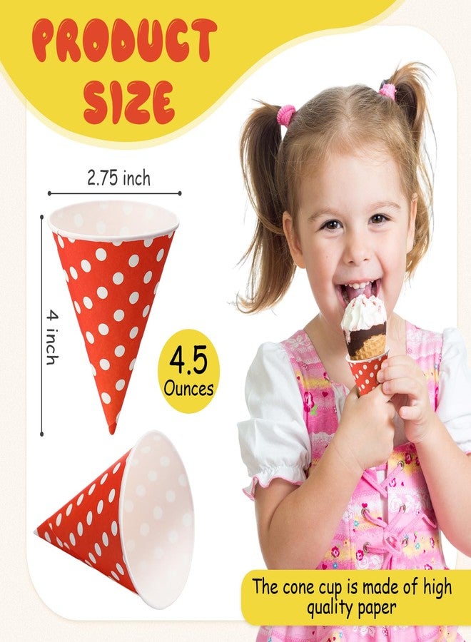 Eaasty 1500 Pcs Snow Cone Cups 4.5 oz Disposable Paper Cone Cups Colored Polka Dot Leakproof Cone Cones Snow Cone for Slush Shaved Ice Cream Sorbet Water, Party Wedding - Image 3