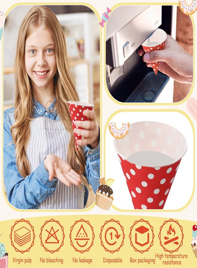 Eaasty 1500 Pcs Snow Cone Cups 4.5 oz Disposable Paper Cone Cups Colored Polka Dot Leakproof Cone Cones Snow Cone for Slush Shaved Ice Cream Sorbet Water, Party Wedding - Image 4