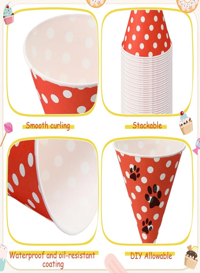 Eaasty 1500 Pcs Snow Cone Cups 4.5 oz Disposable Paper Cone Cups Colored Polka Dot Leakproof Cone Cones Snow Cone for Slush Shaved Ice Cream Sorbet Water, Party Wedding - Image 5