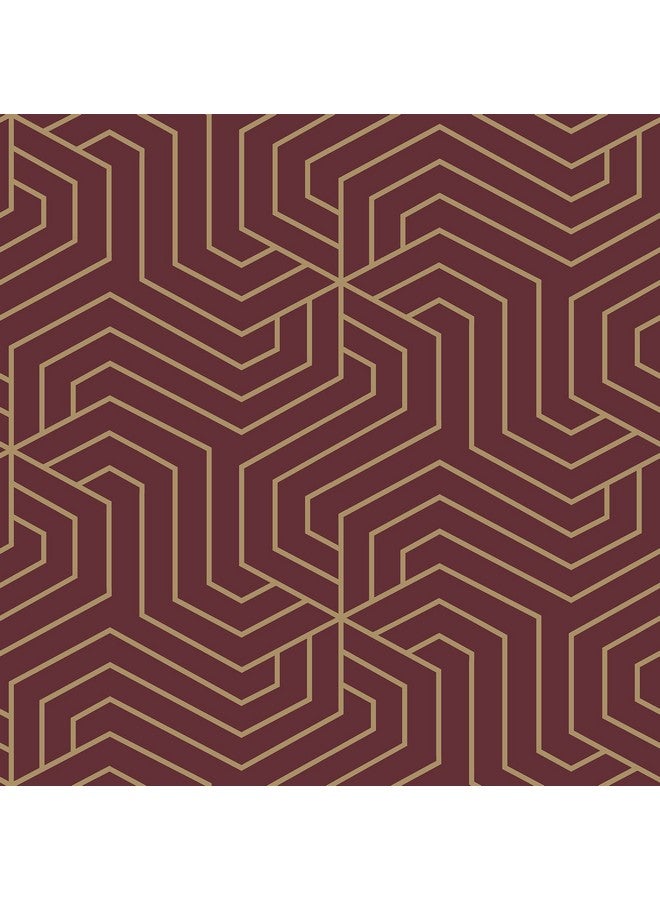 RACHEL ZOE - Burgundy Ramsey Peel & Stick Wallpaperred - Image 1