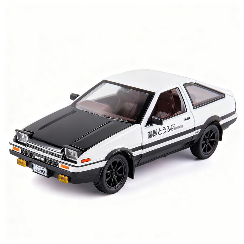 BDTCTK سيارة نموذج BDTCTK 1/24 AE86 إنشائية D سيارة كبيرة، سيارة لعبة من سبائك الزنك مع سحب للخلف مع صوت وضوء هدية للأطفال الأولاد والبنات (أسود) - Image 1