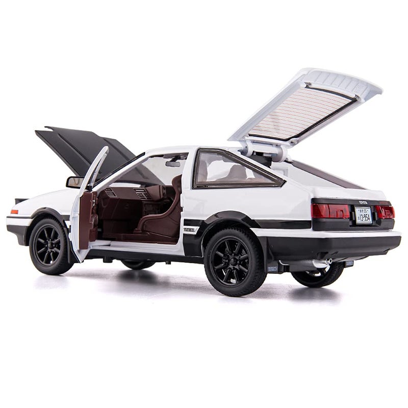 BDTCTK سيارة نموذج BDTCTK 1/24 AE86 إنشائية D سيارة كبيرة، سيارة لعبة من سبائك الزنك مع سحب للخلف مع صوت وضوء هدية للأطفال الأولاد والبنات (أسود) - Image 5