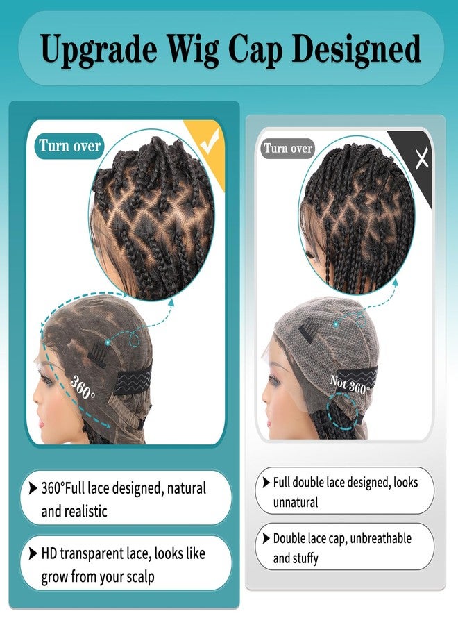 Kalyss Full Lace Knotless Braided Wigs for Women Butterfly Braid Wig Black Box Braided Wig with Baby Hair Premium Synthetic Briaded Lace Front Wigs, 36" 360° HD Full Lace - Image 4