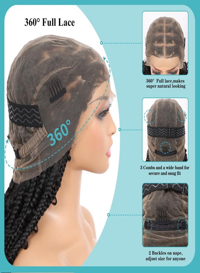 Kalyss Full Lace Knotless Braided Wigs for Women Butterfly Braid Wig Black Box Braided Wig with Baby Hair Premium Synthetic Briaded Lace Front Wigs, 36" 360° HD Full Lace - Image 3