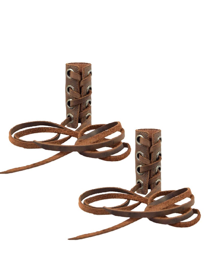 Hide & Drink Hide & Drink, Set of 2 Hair Ties for Women, Ponytail/Braid Holder, Wraps, Deadlock Accessories for Ladies, Full Grain Leather, Handmade, Bourbon Brown 