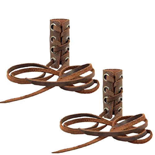Hide & Drink Hide Drink Set of 2 Hair Ties for Women PonytailBraid Holder Wraps Deadlock Accessories for Ladies Full Grain Leather Handmade Bourbon Brown - Image 1