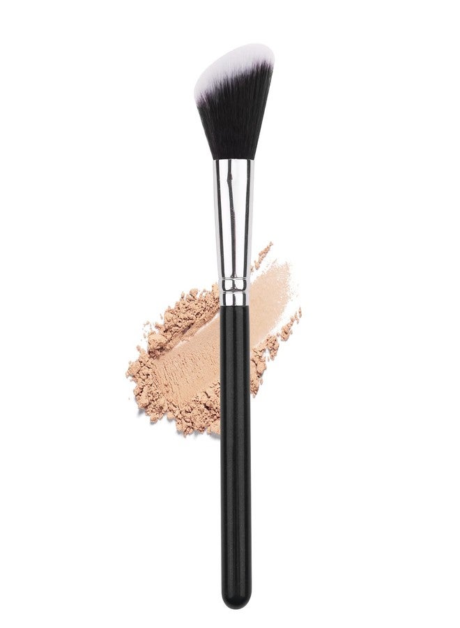 IPRESTA Angled Blush Brush Black Shinny Wood Handle Brush for Contour, Blush and Bronzer Makeup Application (F09) - Image 1